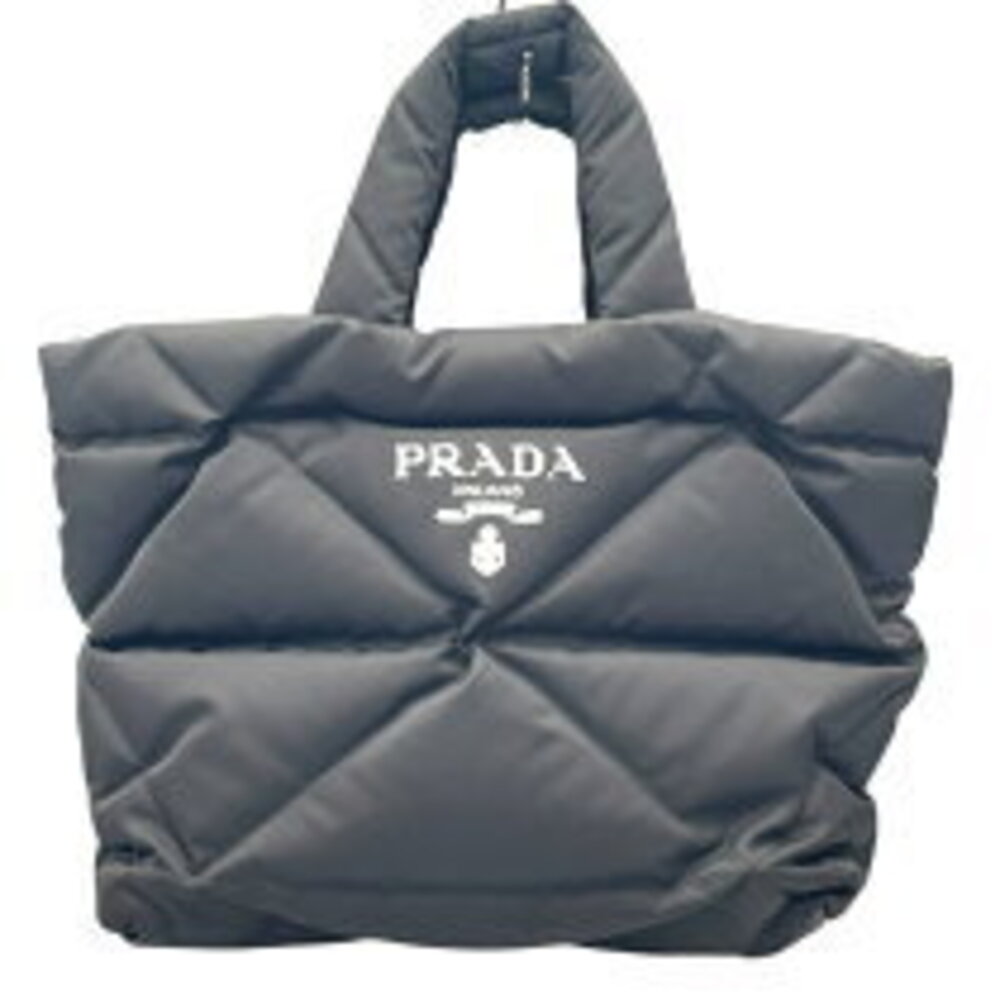 Prada Padded Triangle Quilted Re Nylon Tote Shoulder Bag Black